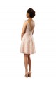 Online Rosa A-Linien Illusion Ausschnitt Knielang Chiffon Spitze Kurze Brautjungfernkleider