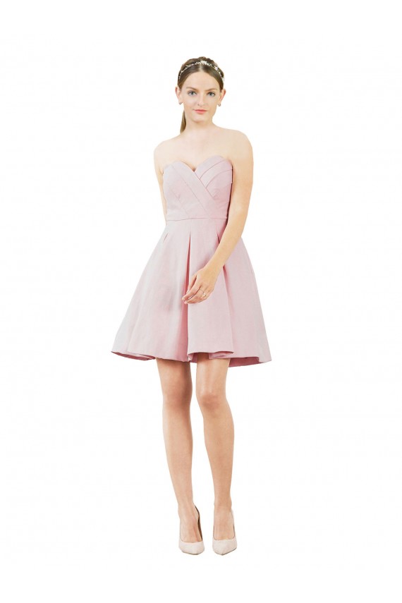 Online Rosa A-Linien Knielang Satin Kurze Brautjungfernkleider / Cocktailkleider / Heimkehr Kleider
