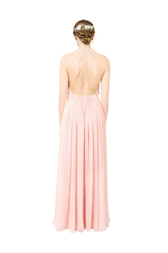 Online Rosa A-Linien Neckholder Chiffon Lange Brautjungfernkleider
