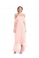 Online Rosa A-Linien Off-Schulter Chiffon Lange Brautjungfernkleider