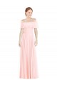Online Rosa A-Linien Off-Schulter Quadrat Ausschnitt Chiffon Lange Brautjungfernkleider