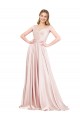 Online Rosa A-Linien Off-Schulter Satin Lange Formale Brautjungfernkleider / Abendkleider / Abiballkleider