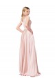 Online Rosa A-Linien Off-Schulter Satin Lange Formale Brautjungfernkleider / Abendkleider / Abiballkleider