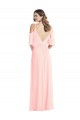 Online Rosa A-Linien V-Ausschnitt Chiffon Lange Brautjungfernkleider