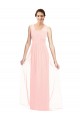 Online Rosa A-Linien V-Ausschnitt Chiffon Lange Brautjungfernkleider