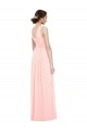 Online Rosa A-Linien V-Ausschnitt Chiffon Lange Brautjungfernkleider