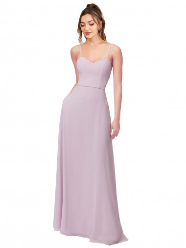 Online Rosa Leuchten A-Linien Chiffon Lange Brautjungfernkleider