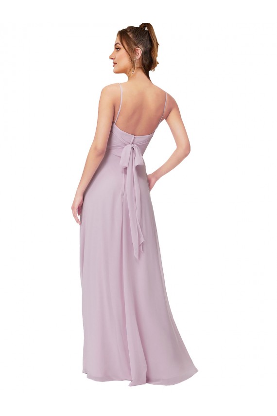 Online Rosa Leuchten A-Linien Chiffon Lange Brautjungfernkleider