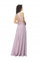 Online Rosa Leuchten A-Linien Neckholder Stehkragen Ausschnitt Chiffon Lange Brautjungfernkleider