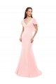 Online Rosa Meerjungfrau V-Ausschnitt Chiffon Lange Brautjungfernkleider