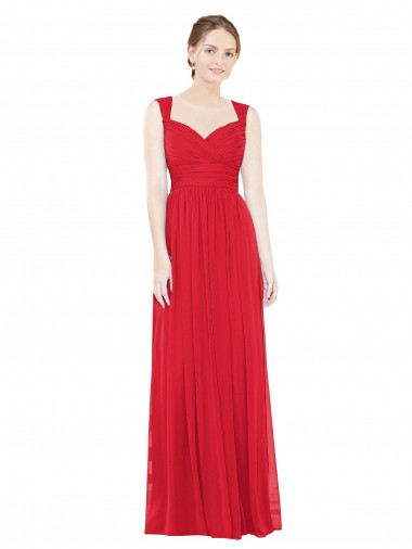 Online Rot A-Linien Chiffon Lange Brautjungfernkleider