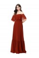 Online Rot A-Linien Off-Schulter Chiffon Lange Brautjungfernkleider