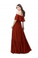 Online Rot A-Linien Off-Schulter Chiffon Lange Brautjungfernkleider