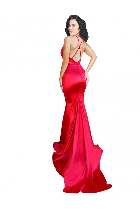 Online Rot Meerjungfrau Stretch-Satin Lange Formale Brautjungfernkleider / Abendkleider / Abiballkleider