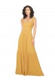 Online Safran A-Linien Quadrat Ausschnitt Chiffon Lange Brautjungfernkleider