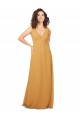 Online Safran A-Linien V-Ausschnitt Chiffon Lange Brautjungfernkleider