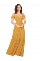 Online Safran A-Linien V-Ausschnitt Chiffon Lange Brautjungfernkleider