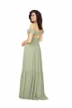 Online Safran A-Linien V-Ausschnitt Chiffon Lange Brautjungfernkleider