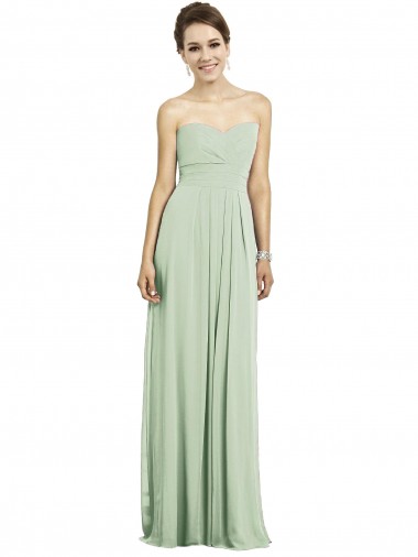 Online Salbeigrün A-Linien Chiffon Lange Brautjungfernkleider