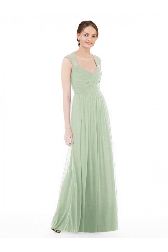 Online Salbeigrün A-Linien Chiffon Lange Brautjungfernkleider