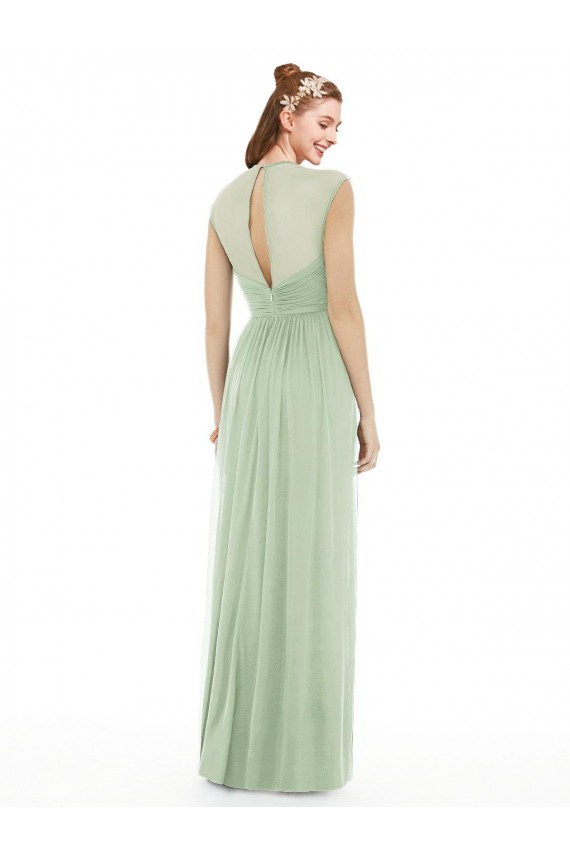 Online Salbeigrün A-Linien Chiffon Lange Brautjungfernkleider