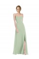 Online Salbeigrün A-Linien Scoop Chiffon Lange Brautjungfernkleider