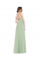 Online Salbeigrün A-Linien Scoop Chiffon Lange Brautjungfernkleider