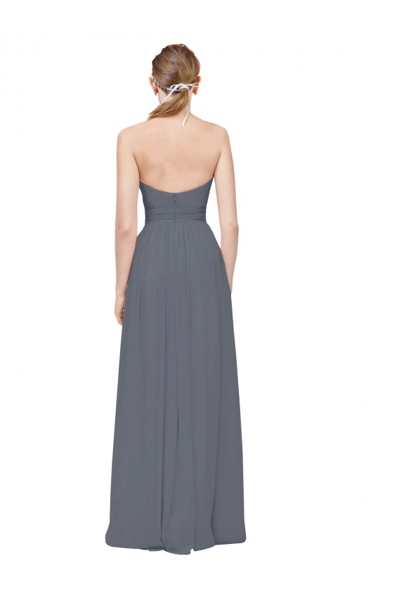 Online Schiefergrau A-Linien Chiffon Lange Brautjungfernkleider