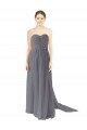 Online Schiefergrau A-Linien Chiffon Lange Brautjungfernkleider