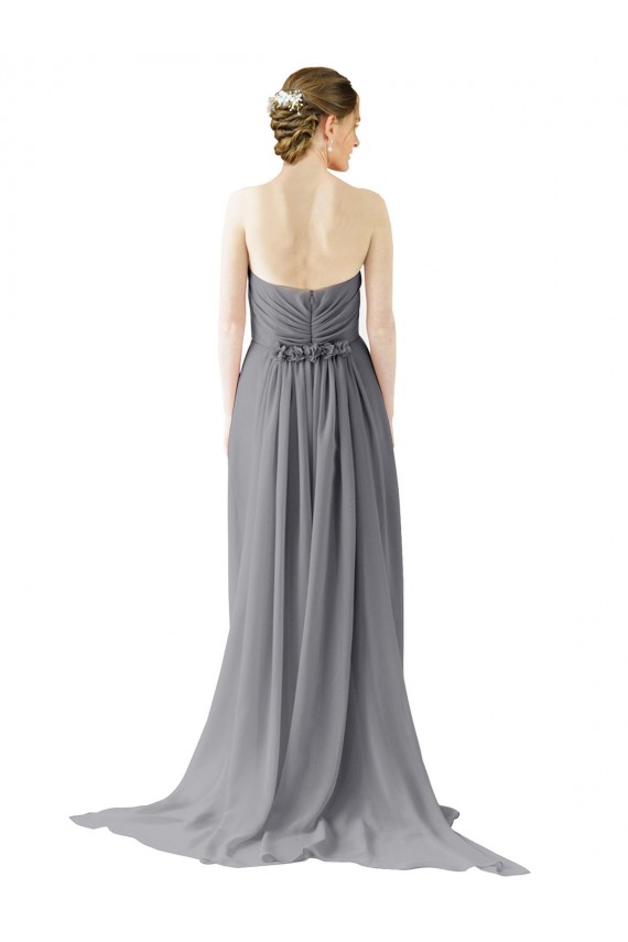 Online Schiefergrau A-Linien Chiffon Lange Brautjungfernkleider