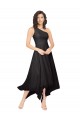 Online Schwarz A-Linien Eine-Schulter Trägerlos Midi Chiffon Kurze Brautjungfernkleider / Cocktailkleider / Heimkehr Kleider