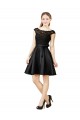 Online Schwarz A-Linien Illusion Ausschnitt Knielang Satin Spitze Kurze Brautjungfernkleider / Cocktailkleider / Heimkehr Kleider