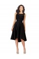 Online Schwarz A-Linien Illusion Ausschnitt Midi Satin Spitze Kurze Brautjungfernkleider / Cocktailkleider / Heimkehr Kleider
