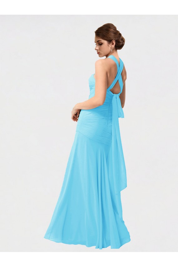 Online Schwarz Meerjungfrau Neckholder Chiffon Lange Brautjungfernkleider