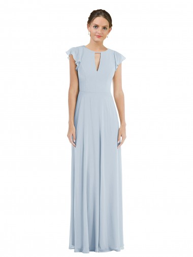 Online Seeglas A-Linien Chiffon Lange Formale Brautjungfernkleider / Abendkleider