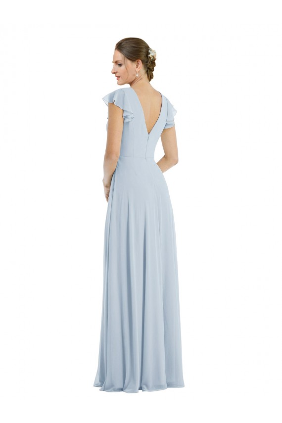 Online Seeglas A-Linien Chiffon Lange Formale Brautjungfernkleider / Abendkleider