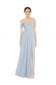 Online Seeglas A-Linien Off-Schulter Chiffon Lange Brautjungfernkleider