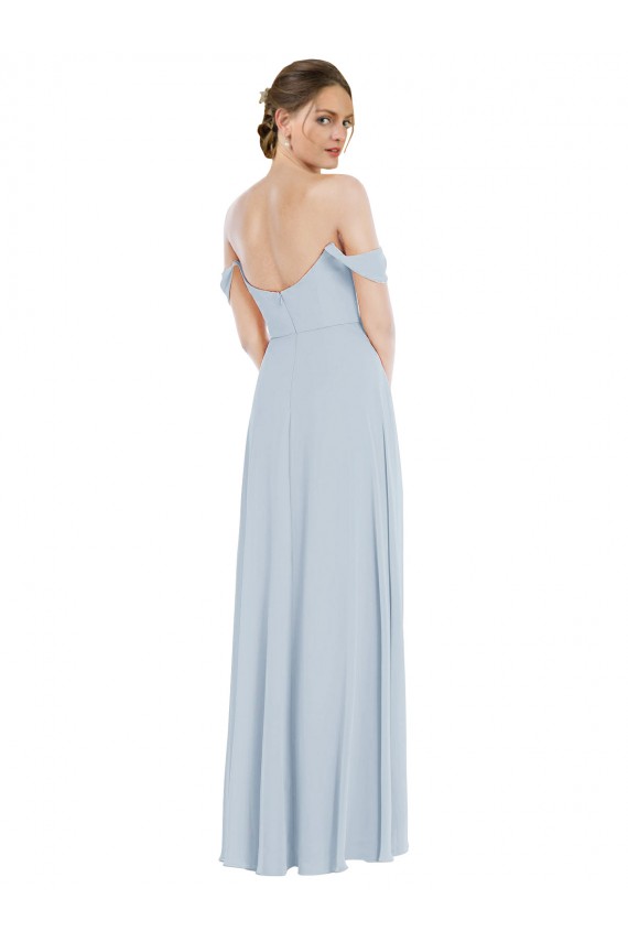 Online Seeglas A-Linien Off-Schulter Chiffon Lange Brautjungfernkleider