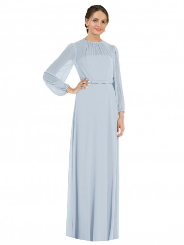 Online Seeglas A-Linien Trägerlos Chiffon Lange Formale Brautjungfernkleider / Abendkleider