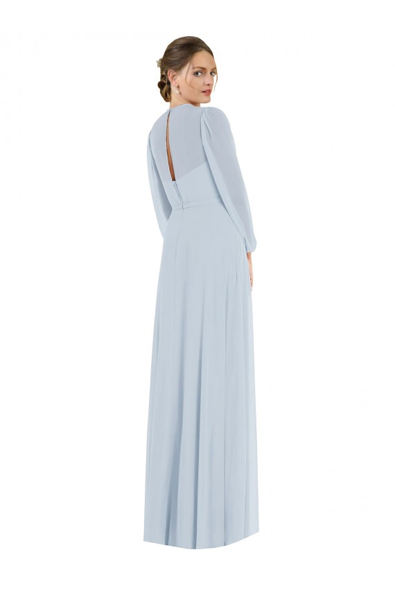 Online Seeglas A-Linien Trägerlos Chiffon Lange Formale Brautjungfernkleider / Abendkleider
