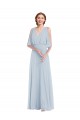 Online Seeglas A-Linien V-Ausschnitt Chiffon Lange Brautjungfernkleider
