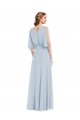 Online Seeglas A-Linien V-Ausschnitt Chiffon Lange Brautjungfernkleider