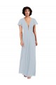 Online Seeglas A-Linien V-Ausschnitt Chiffon Lange Brautjungfernkleider