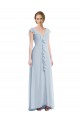 Online Seeglas A-Linien V-Ausschnitt Chiffon Lange Brautjungfernkleider