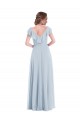 Online Seeglas A-Linien V-Ausschnitt Chiffon Lange Brautjungfernkleider