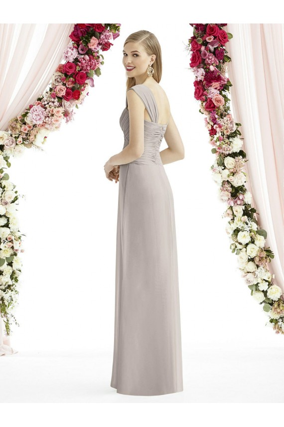 Online Silber A-Linien Chiffon Lange Brautjungfernkleider