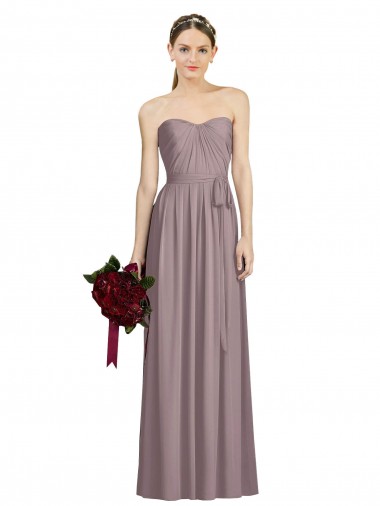 Online Staubige Rose A-Linien Chiffon Lange Brautjungfernkleider