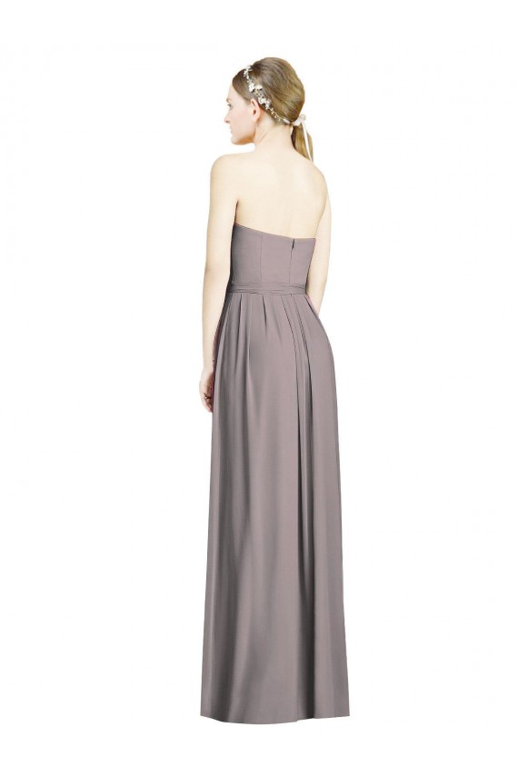 Online Staubige Rose A-Linien Chiffon Lange Brautjungfernkleider