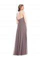 Online Staubige Rose A-Linien Neckholder Chiffon Lange Formale Brautjungfernkleider / Abendkleider
