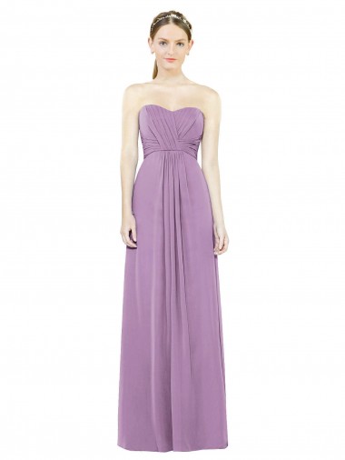 Online Staubiger Lavendel A-Linien Chiffon Lange Brautjungfernkleider